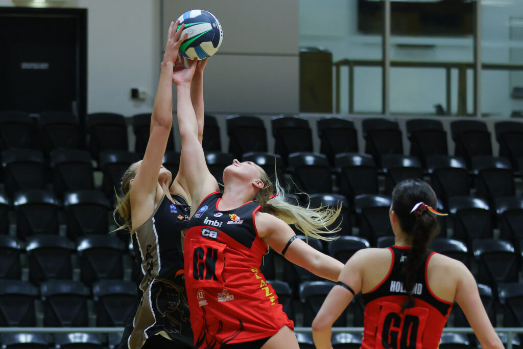 Origin Energy Premier League Netball Round 11: Pride Round match between South Coast Blaze and Panthers Netball in the Opens Division at Netball Central, on June 22, 2022, in Sydney (Image by: May Bailey | Clusterpix Photography)